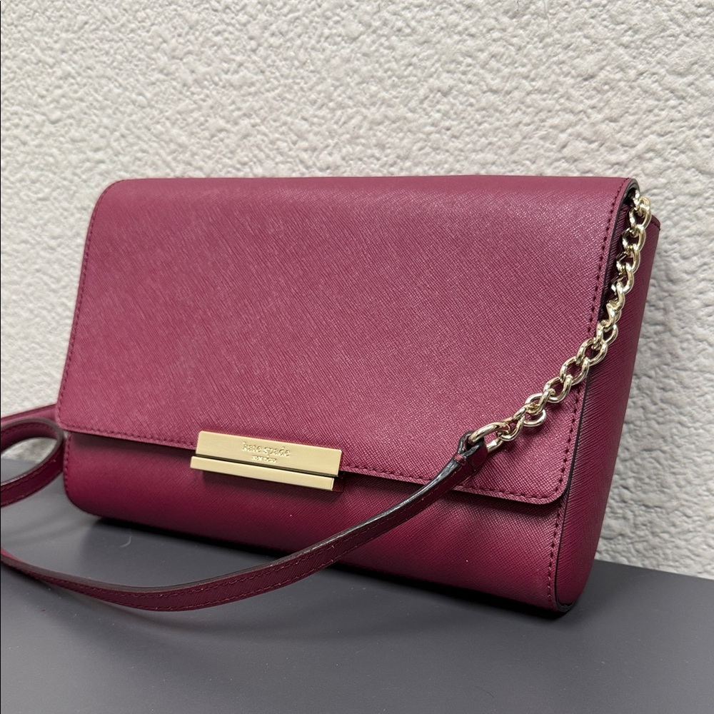 Kate Spade Plum Crossbody Bag with Gold Chain